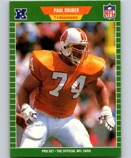 Tampa Bay Buccaneers Paul Gruber in classic orange uniform, jersey number 74
