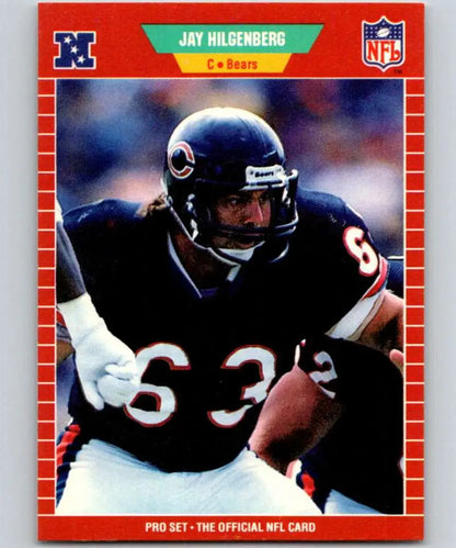 Chicago Bears Football Card featuring Jay Hilgenberg in dark jersey, number 63
