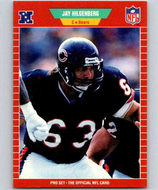 Chicago Bears Football Card featuring Jay Hilgenberg in dark jersey, number 63
