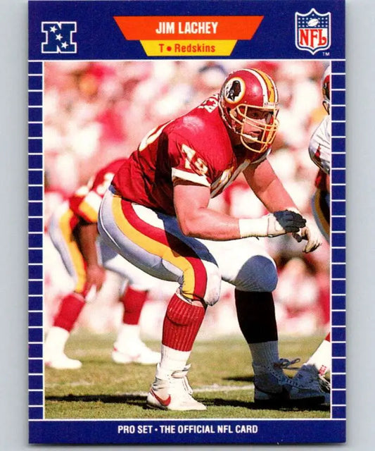 Jim Lachey 1989 Pro Set NM-MT Washington Redskins football card in red jersey