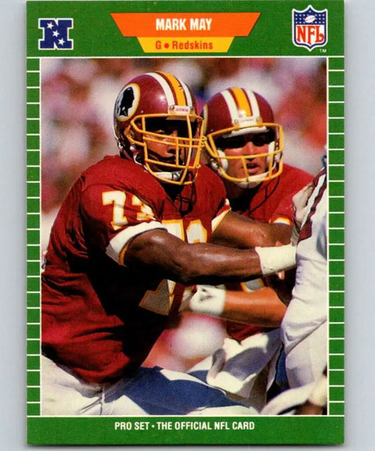 NFL trading card of Washington Redskins player Mark May in burgundy jersey #73