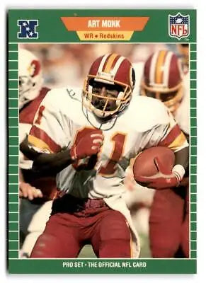 Art Monk 1989 Pro Set #433 trading card featuring the legendary football wide receiver