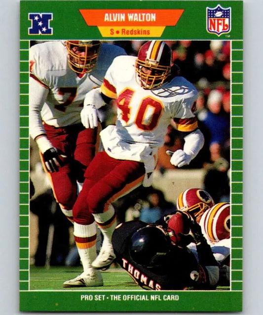 Alvin Walton 1989 Pro Set Rookie Football Card featuring Washington Redskins player in action