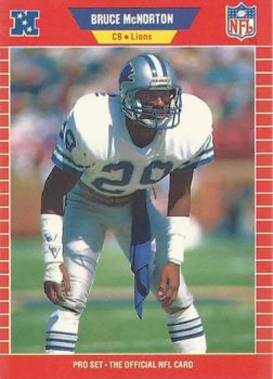 Bruce McNorton Detroit Lions Football Card in white uniform, number 28, 1989 Pro Set