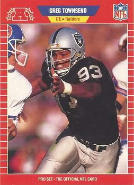 1989 Pro Set #463 Greg Townsend Los Angeles Raiders Football Card featuring defensive lineman 93
