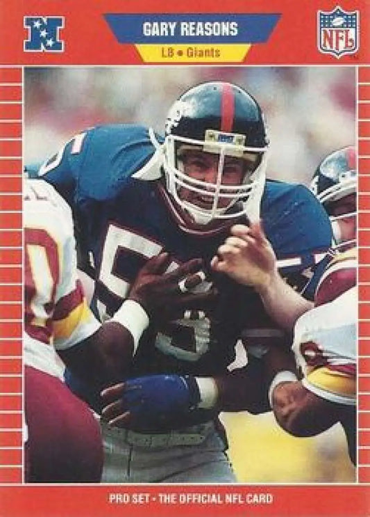 Vintage 1989 Pro Set #471 Gary Reasons rookie card featuring New York Giants linebacker