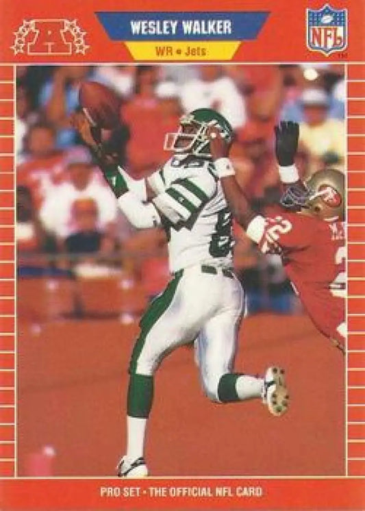 Wesley Walker catching football on 1989 Pro Set New York Jets trading card