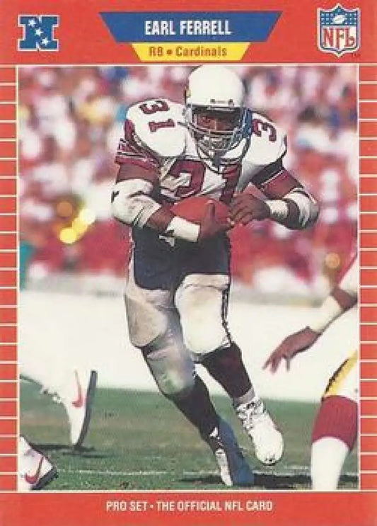 NFL trading card of Earl Ferrell running back for Phoenix Cardinals carrying football