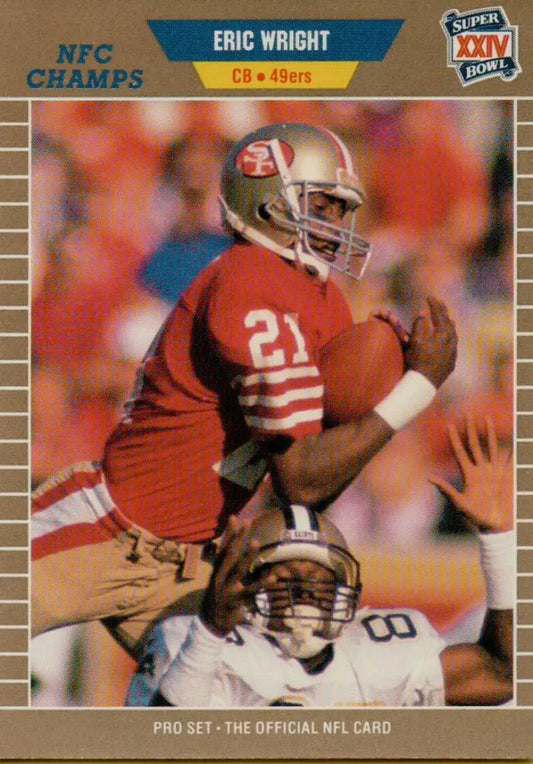 Vintage Pro Set Football Card of Eric Wright, San Francisco 49ers Player #21 Running