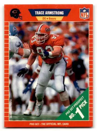 Trace Armstrong Chicago Bears football card from 1989 Pro Set with original gloss quality