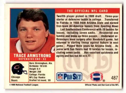 Trace Armstrong Chicago Bears football card, original gloss, 1989 Pro Set #487