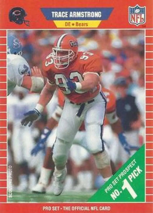 1989 Pro Set #487 Trace Armstrong Rookie Chicago Bears Football Card in NM-MT condition