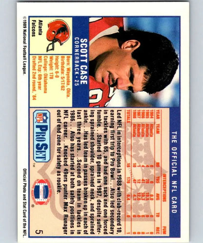 1989 Pro Set Scott Case Football Card in red uniform for Atlanta Falcons collectors