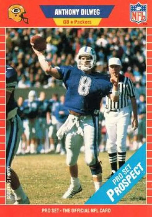 Vintage NFL trading card of Green Bay Packers quarterback number 8 Anthony Dilweg