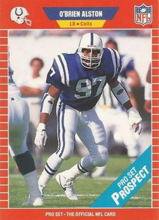 Indianapolis Colts rookie football card featuring O’Brien Alston in white and blue uniform