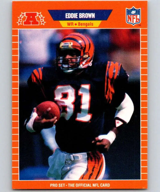 Eddie Brown Cincinnati Bengals Football Card showcasing player in orange and black uniform