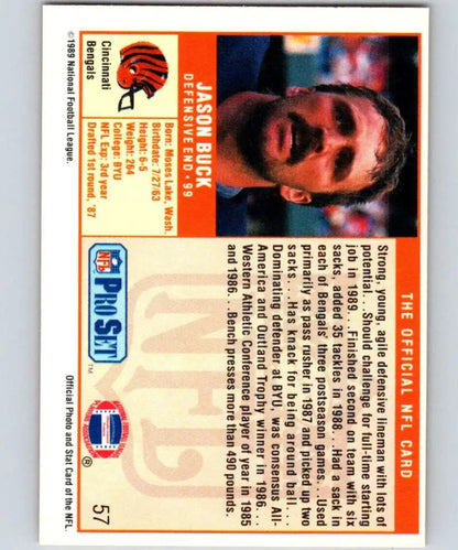 Jason Buck 1989 Pro Set Rookie Card featuring Cincinnati Bengals player