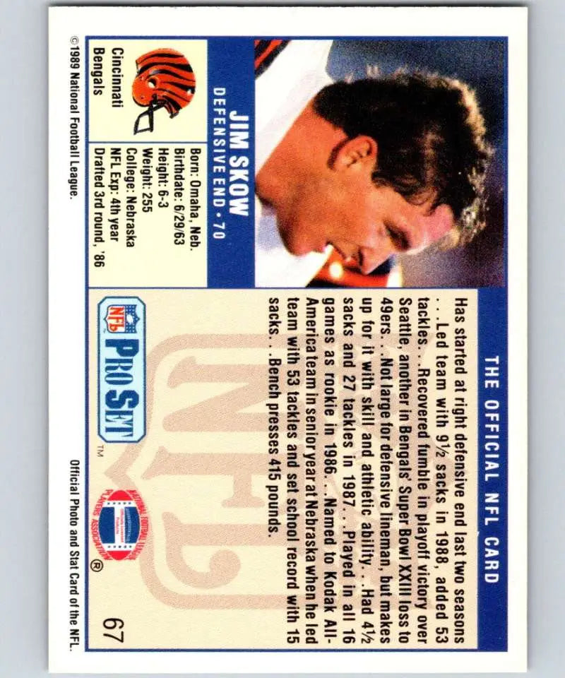 Jim Skow Cincinnati Bengals Football Card from the 1989 Pro Set collection