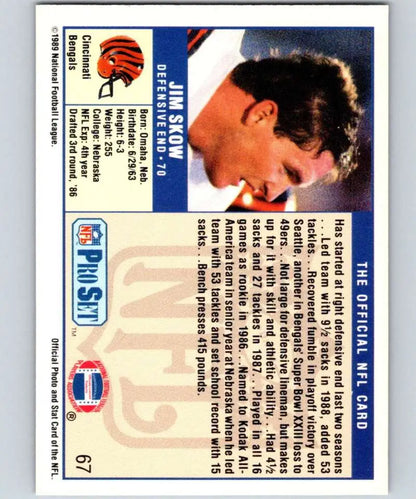 Jim Skow Cincinnati Bengals Football Card from the 1989 Pro Set collection