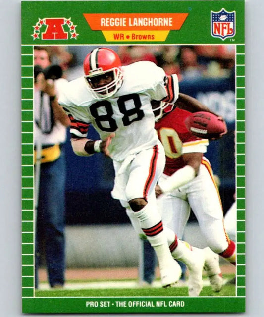 NFL trading card of Reggie Langhorne, Cleveland Browns player number 88 in white uniform