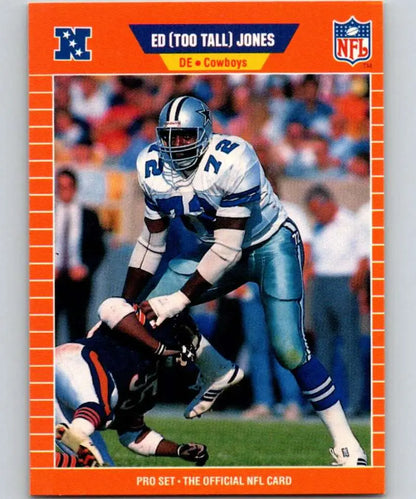 Dallas Cowboys player Ed Too Tall Jones making a defensive play on a football card