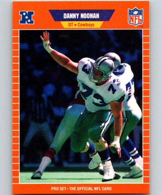 NFL trading card of Danny Noonan, a Dallas Cowboys rookie with an orange border