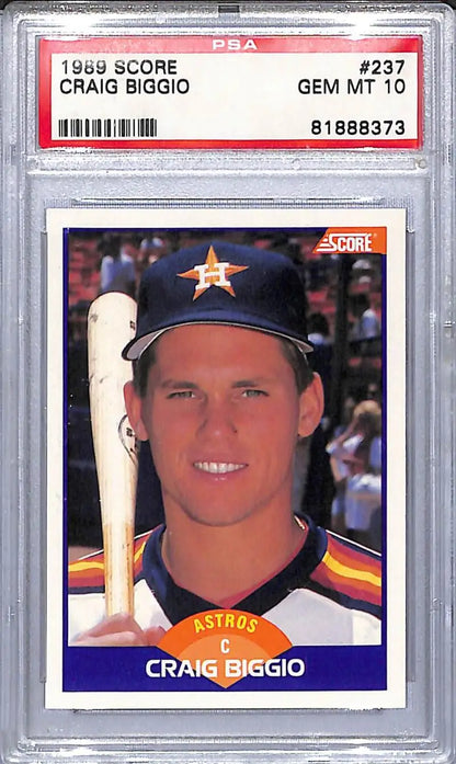 Graded 1989 Score Craig Biggio baseball card PSA 10 GEM MINT Houston Astros