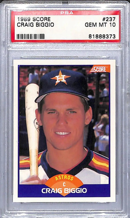 Graded 1989 Score Craig Biggio baseball card PSA 10 GEM MINT Houston Astros