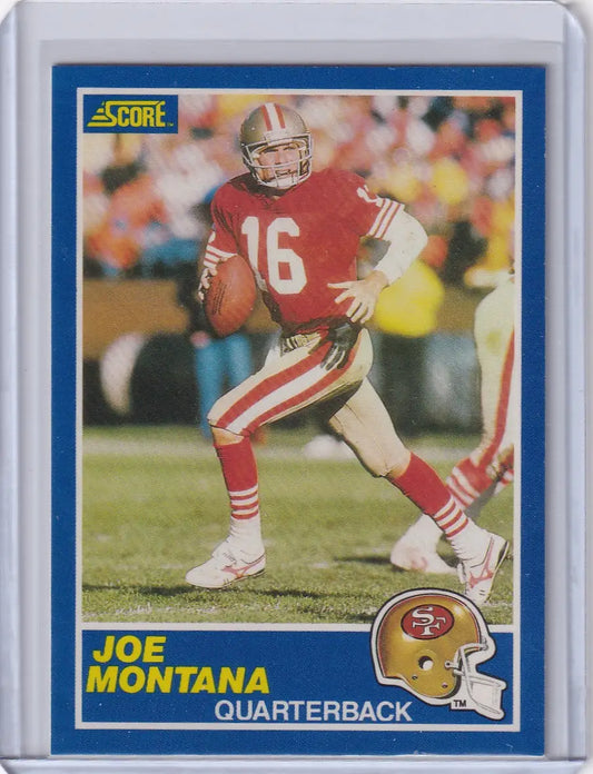 Joe Montana 1989 Score Football card featuring San Francisco 49ers legend