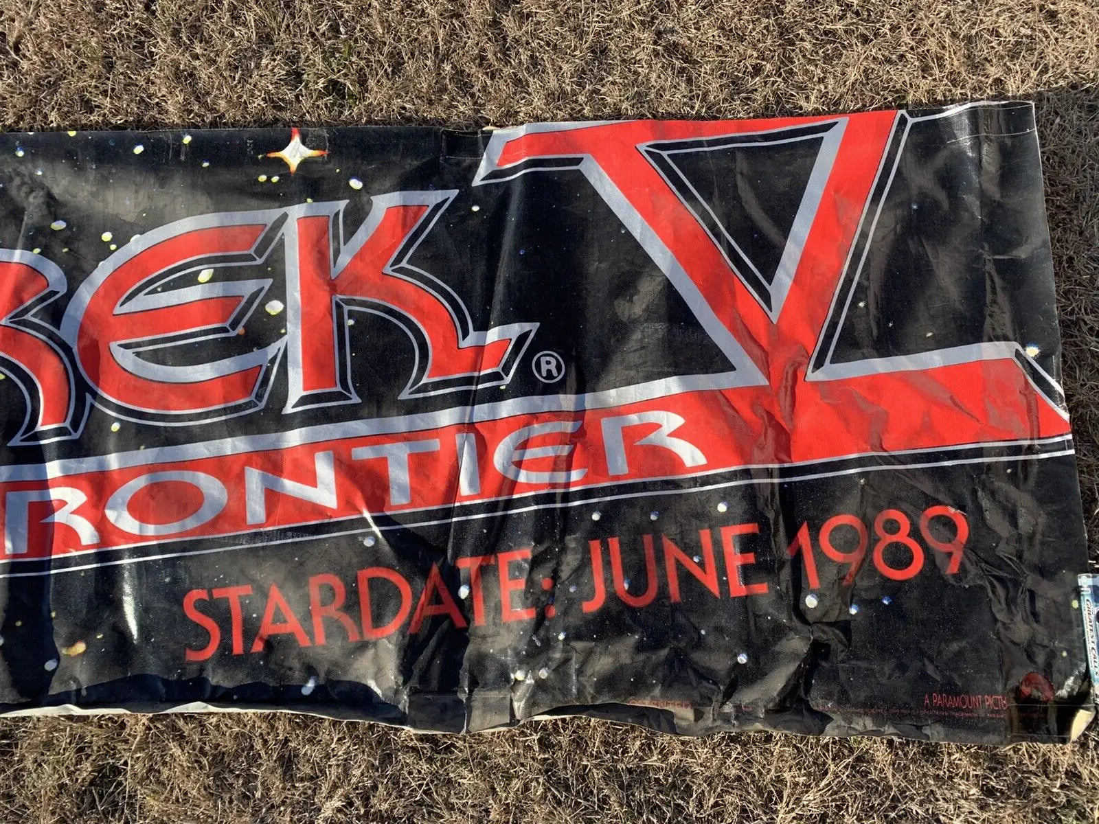 Worn Star Trek V Final Frontier banner for rare movie vinyl poster collection