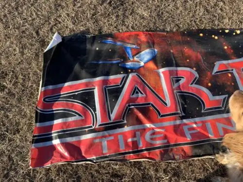 Wrinkled Star Trek banner from 1989 Final Frontier movie vinyl poster display
