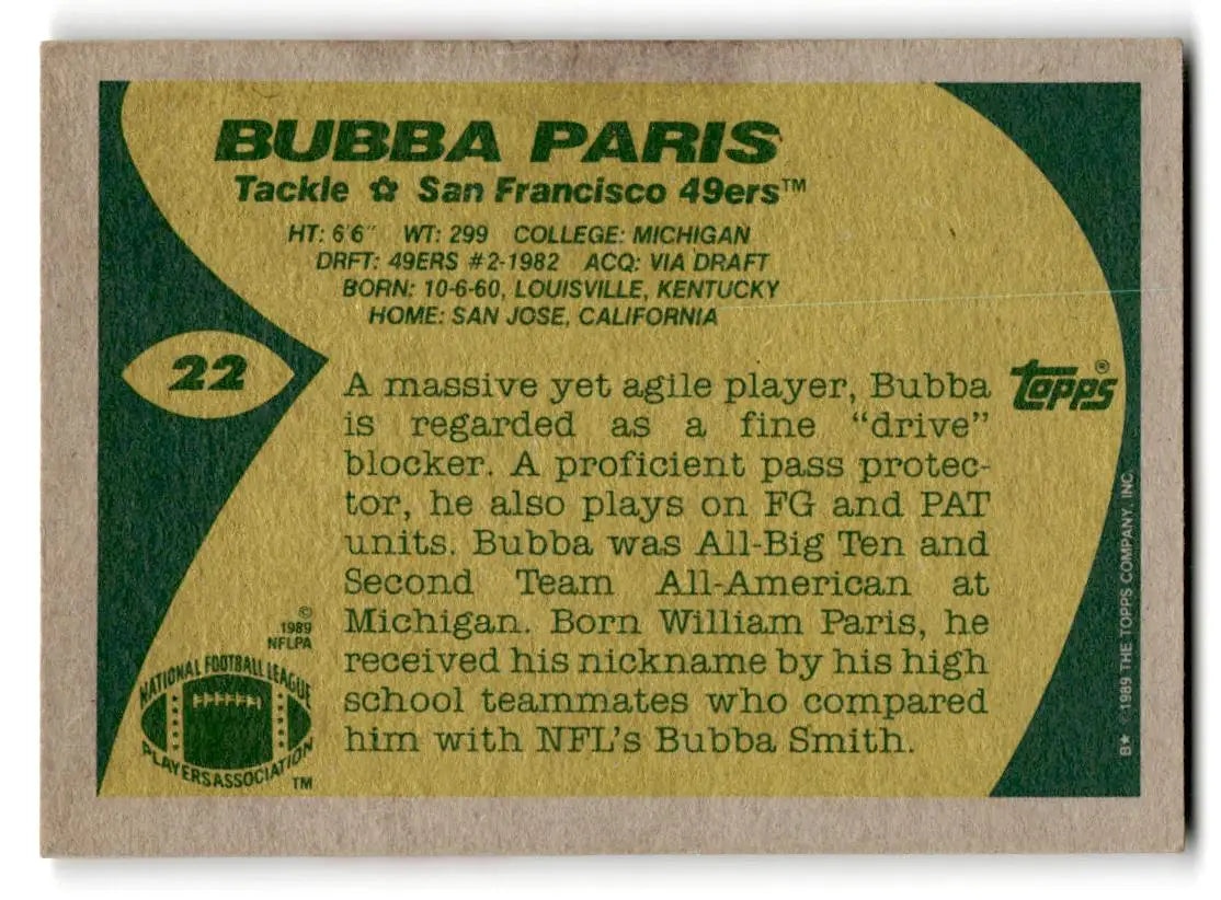 1989 Topps #22 Bubba Paris - Trading Card