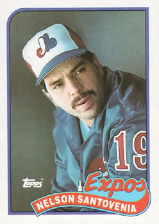 Vintage Montreal Expos baseball card of Nelson Santovenia in blue uniform and cap