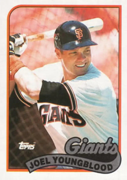 Baseball card of Joel Youngblood in a batting stance for San Francisco Giants