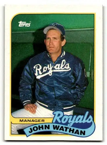 Original gloss 1989 Topps John Wathan Kansas City Royals baseball card image