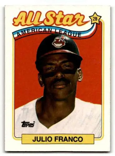 Julio Franco Cleveland baseball card featuring original gloss from 1989 Topps #398