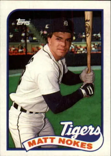 1989 Topps #445 Matt Nokes NM-MT Tigers baseball card with original gloss finish