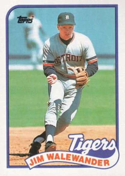 1989 Topps baseball card of Jim Walewander in a Detroit Tigers gray uniform