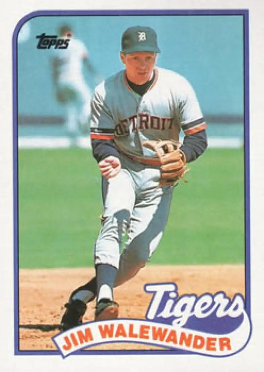 1989 Topps baseball card of Jim Walewander in a Detroit Tigers gray uniform