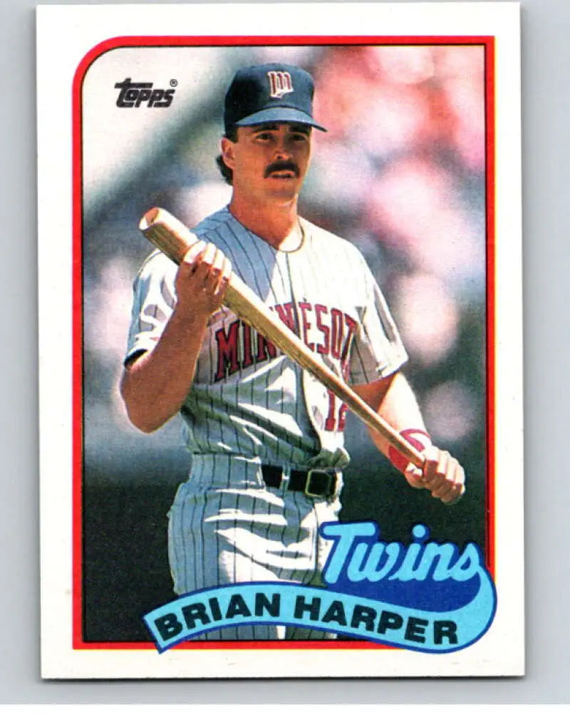 1989 Topps #472 Brian Harper Minnesota Twins baseball card featuring player with bat