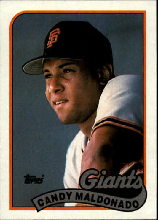 1989 Topps #495 Candy Maldonado San Francisco Giants player card in black cap and uniform