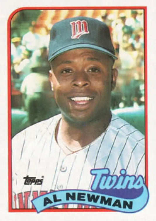 Minnesota Twins player Al Newman in pinstriped uniform on 1989 Topps NM-MT card