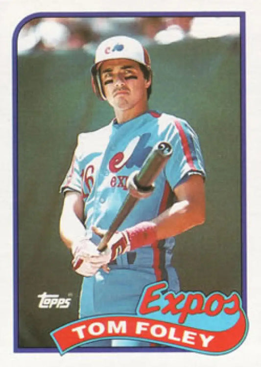 Tom Foley Montreal Expos baseball card in light blue uniform from 1989 Topps #529