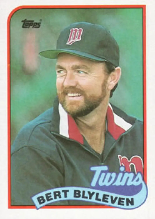 Vintage Topps baseball card of Bert Blyleven in Minnesota Twins cap and jacket