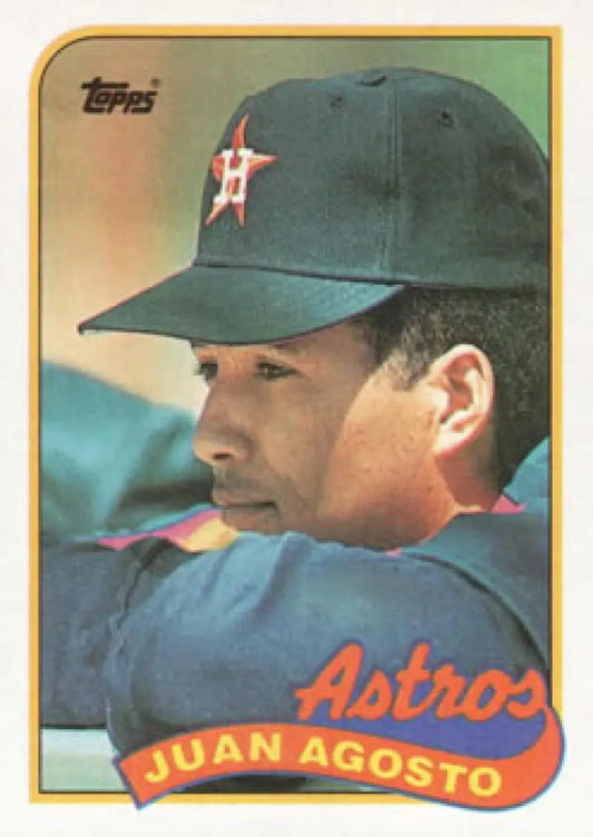 1989 Topps #559 Juan Agosto Houston Astros Baseball Card with green cap