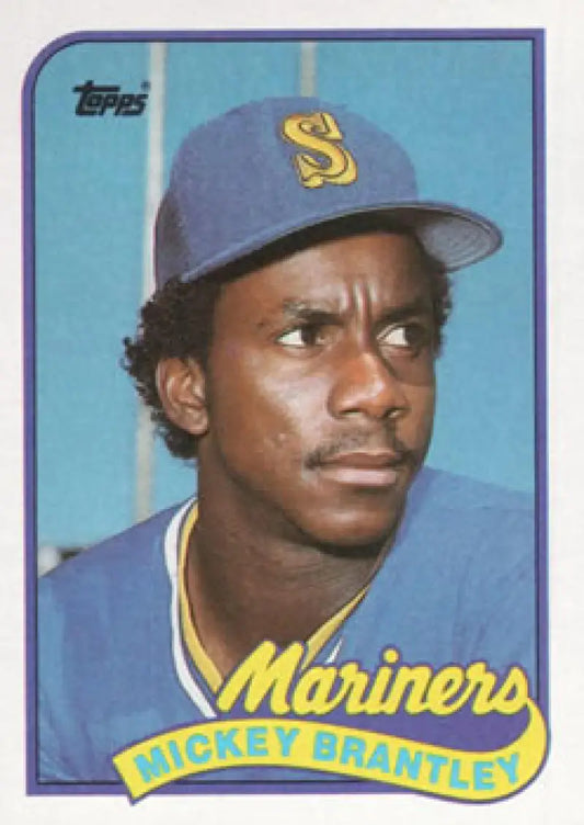 Topps baseball card of Mickey Brantley in Seattle Mariners uniform and blue cap