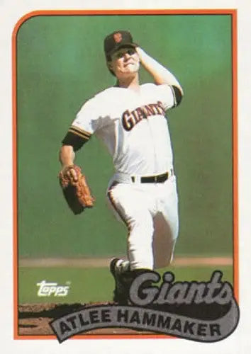 Original gloss 1989 Topps Atlee Hammaker baseball card featuring Giants player