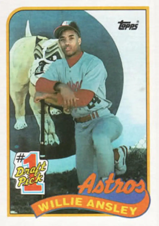 Vintage Topps baseball card of Willie Ansley in Astros uniform with dog