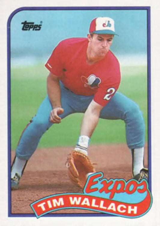 Vintage Topps baseball card of Tim Wallach fielding for Montreal Expos baseball