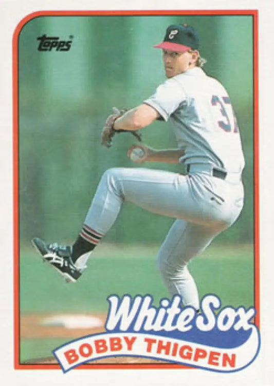 Bobby Thigpen mid-throw action on a Chicago White Sox baseball card number 762